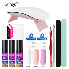 Ellwings выбрать 3 цвета один шаг гель лак для ногтей+ 6 Вт Светодиодный УФ лампа машина для маникюра Дизайн ногтей набор гель лак