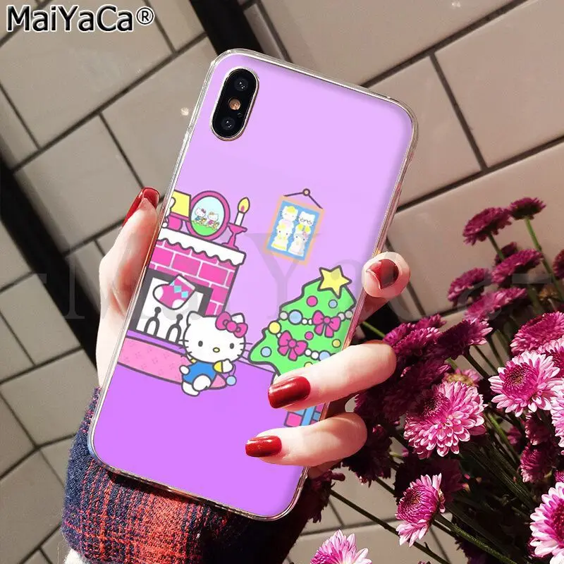 MaiYaCa hello kitty Merry Christmas мягкий резиновый Прозрачный чехол для телефона для Apple iPhone 8 7 6 6S Plus X XS MAX 5 5S SE XR - Цвет: A4