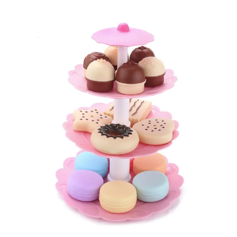 

BabyPowerKid Food Pretend Play Toy Set Sweet Colorful Cake Cookies Dessert Tower Toy 16 Pcs/Set Pretend Play Kitchen Toys