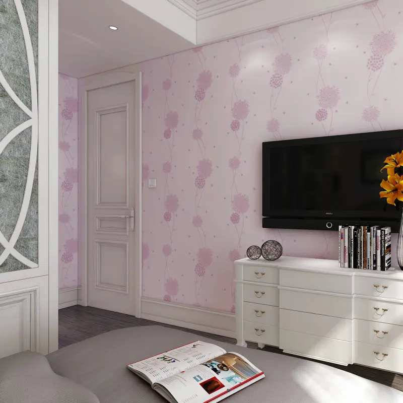 

beibehang Pastoral home bedroom bedroom living room television room background wallpaper girl pink wallpaper wall paper