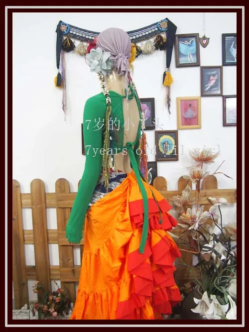 

Lycra cotton Belly dance long sleeve choli top velvet Fat Chance Tribal top LB59-30