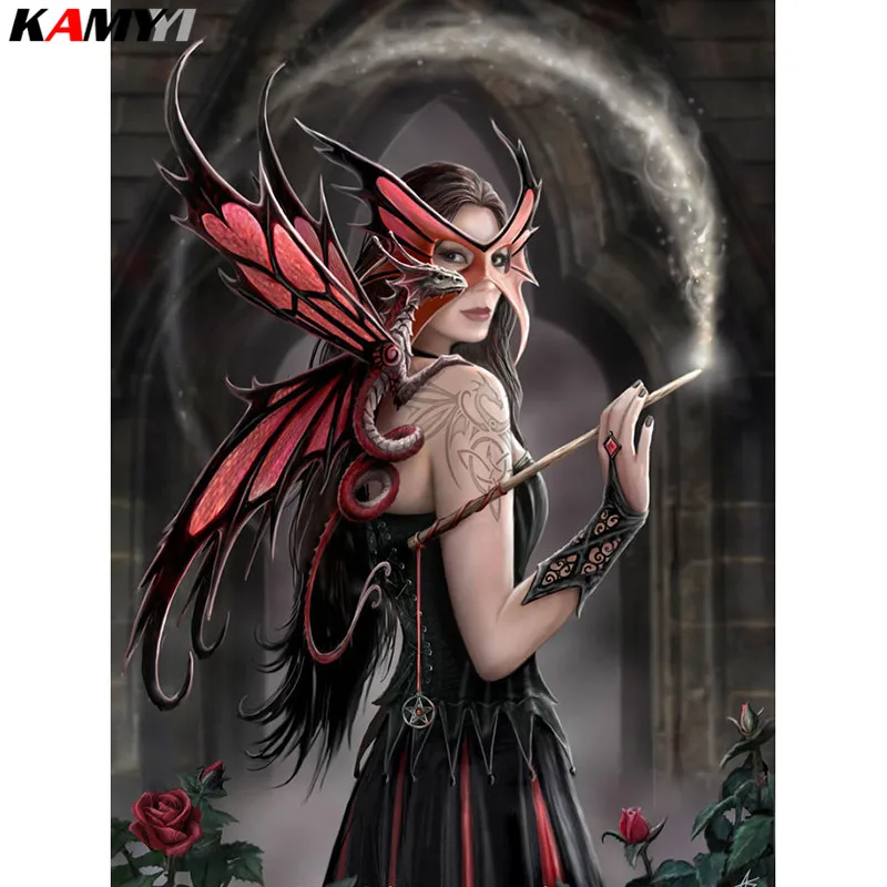 

5D DIY Diamond embroidery dark angel girl diamond painting Cross Stitch full square Rhinestone mosaic home decoration XY1