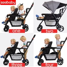 Seebaby Fold Twins детская коляска, двойная коляска, два сиденья, может стоить/сидеть, подходит для новорожденных, детская коляска