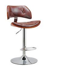 Retro Design Lifting Swivel Bar Chair Rotating Adjustable Height Pub Bar Stool Chair Footrest PU Material Reception cadeira Retro Design Lifting Swivel Bar Chair Rotating Adjustable Height Pub Bar Stool Chair Footrest PU Material Reception cadeira