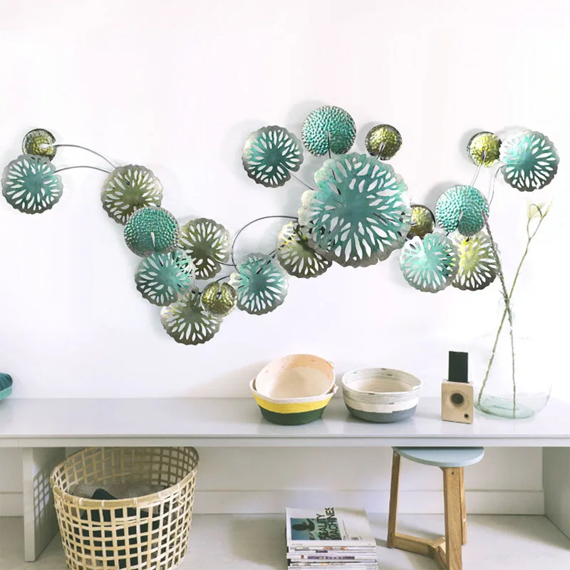 

Living room Idyllic three-dimensional wrought iron hanging flower wall sticker Creative home flower Hollow craft personality