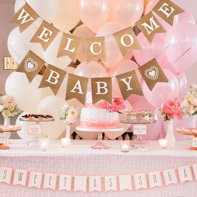 us 5 58 10 off 1set welcome baby banner flags party garland boy baby shower bunting boy first birthday party decorations kids in banners streamers welcome home baby banners