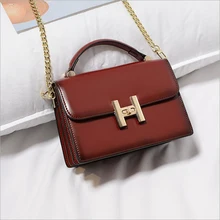 Nuevas Mujeres de La Manera Bolsos Crossbody Mini Pequeños Bolsos Cadenas de Cuero Genuino Hombro Bolsa de Mensajero de Las Señoras Bolso de la Letra H Flap
