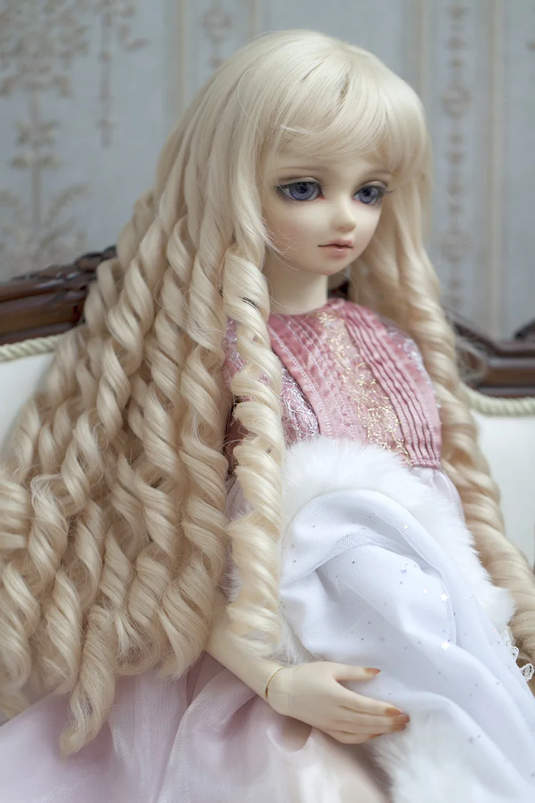 BJD doll reborn wigs milk golden High temperature wire curly hair wigs for 1/3 BJD DD SD doll
