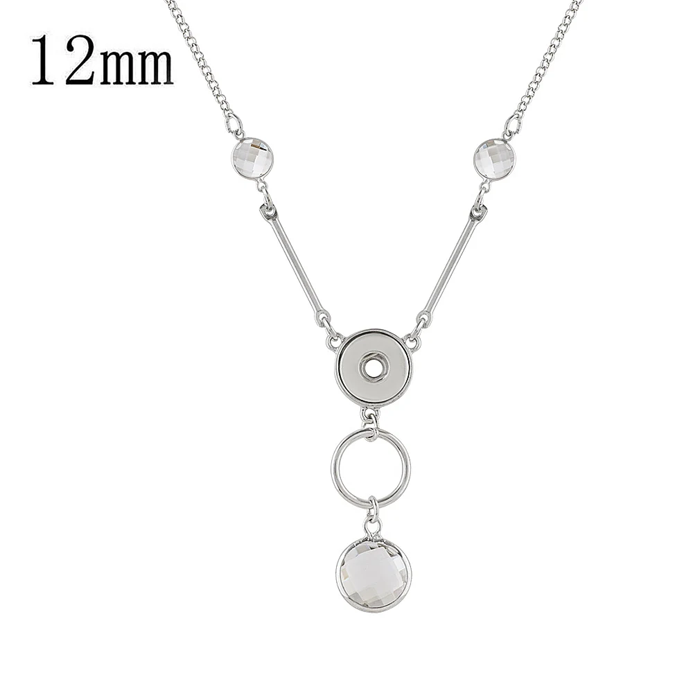 

2018 New Snap Jewelry Crystal Pendant Snap Necklace Fit 12mm Snap Button Necklace Women Pendant Necklace With Chain