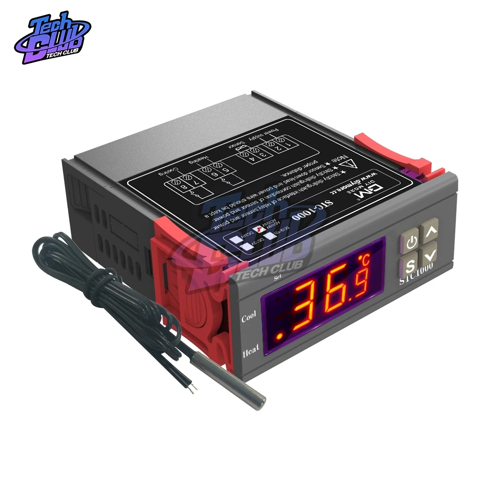 STC-1000 LCD Digital Thermostat Temperature Control Thermometer DC12V/24V/12-72V AC110-220V Thermo Controller With NTC Sensor