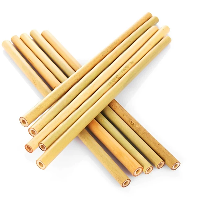 5Pcs Natural Bamboo Straws Organic Reusable Drinking Straw Eco Friendly