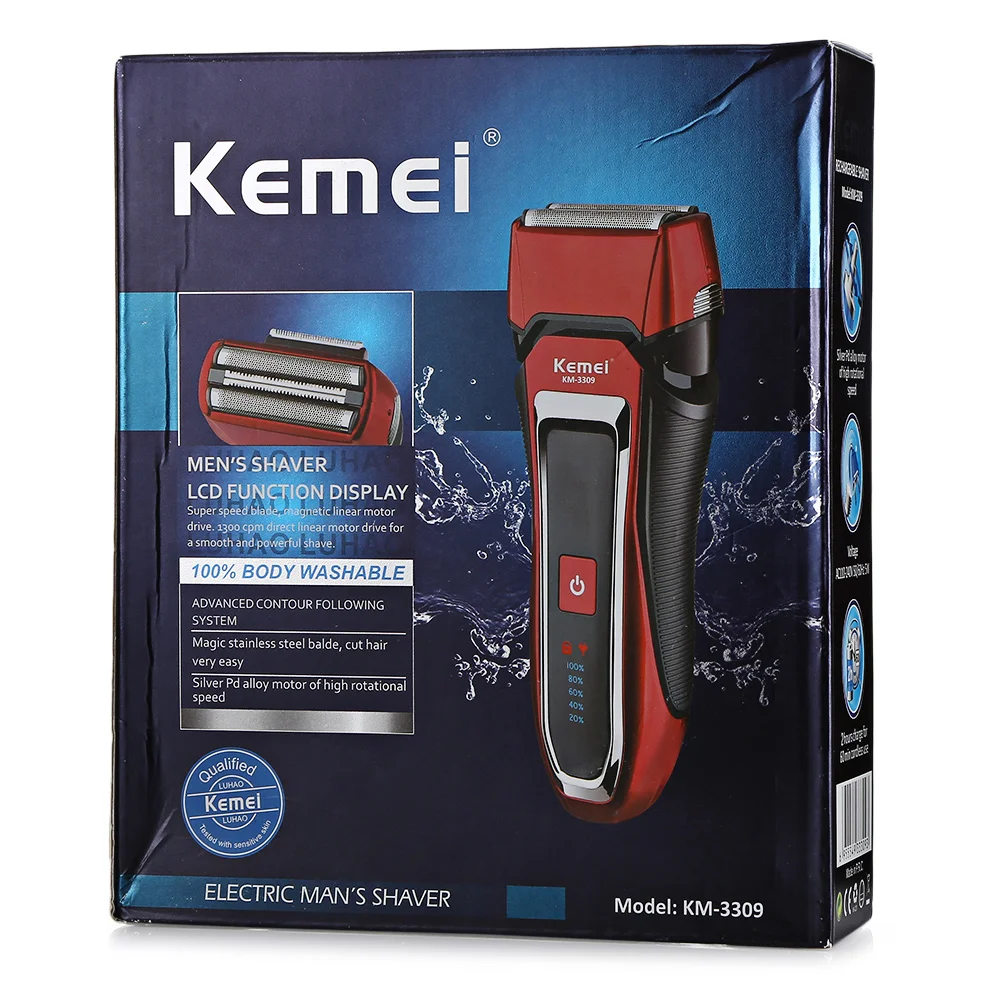 Kemei 3309 водонепроницаемые электробритвы 3 лезвия мощная Бритва для мужчин