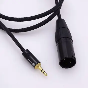 

1.5meter black nylon sleeve 4 cores silver plated wires 3.5mm male to 4-pin xlr male balanced audio cable headphone cable