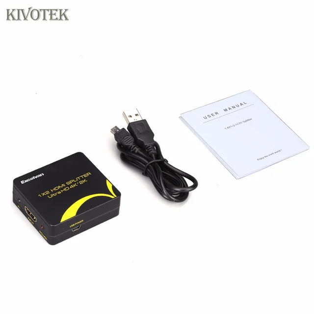 Cheap KIVOTEK 3PCS/LOT 4Kx2K 1 In 2 Out 1 to 2 HDMI 4K Splitter 1x2 4K HDMI Splitter 2 Ports,Support HDTVs 3D,Full HD 1080P,CEC,