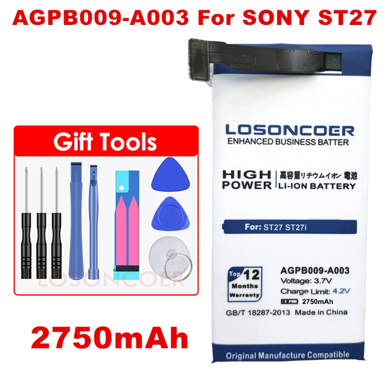 Losoncoer 2750 мА/ч, AGPB009-A003 мобильного телефона Батарея для sony Ericsson Xperia Go ST27i ST27A ST27 Батарея+ номер для отслеживания
