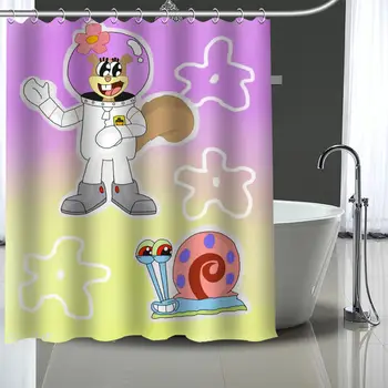 

Custom Spongebob Shower Curtain Polyester Bathroom Waterproof With Plastic Hooks Shower Curtain More Size