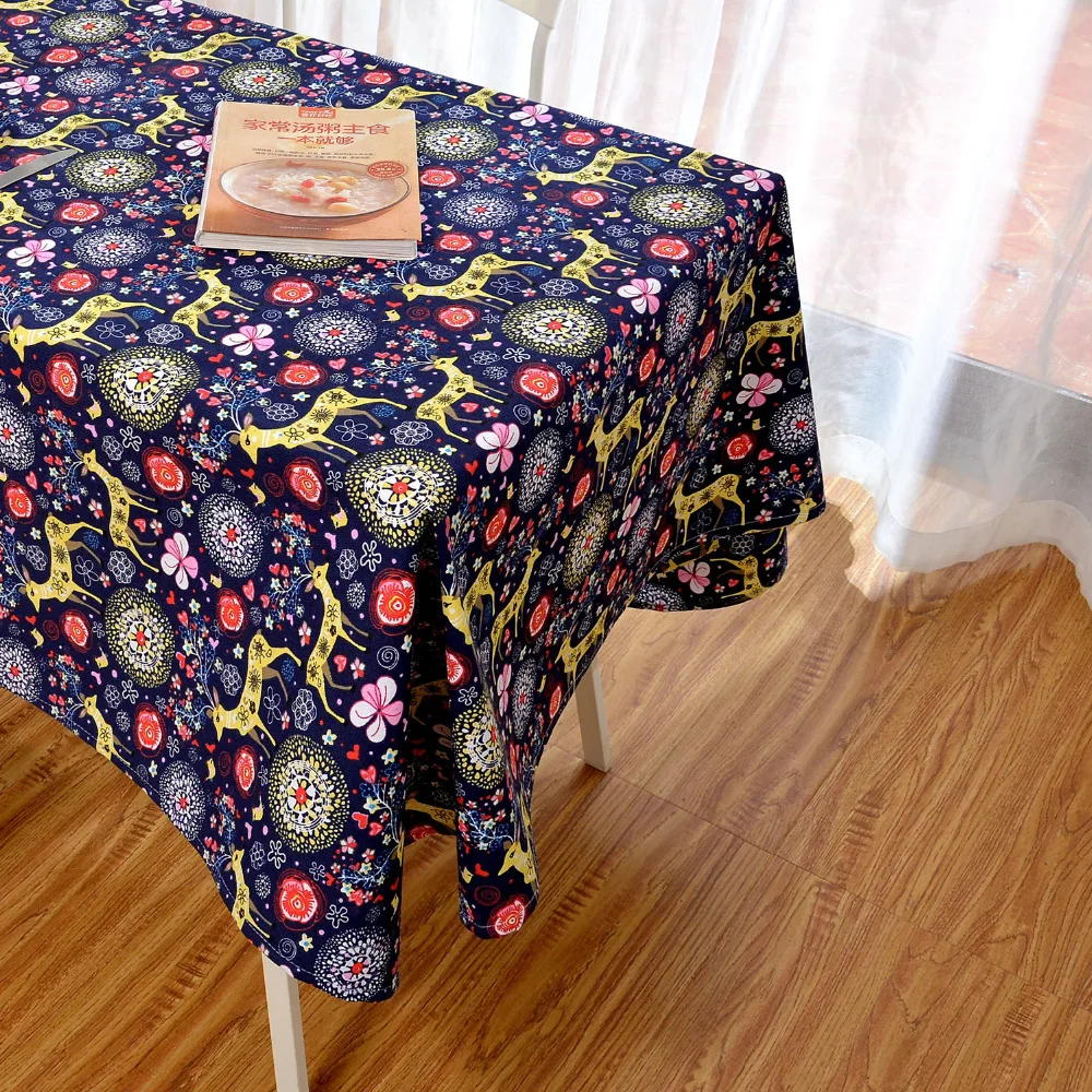 

Latest High Grade Eco Cartoon Cute Reindeer Table Cloth Christmas Table Cover Dinner Desk Decor Flower Table Linen Gift Festival
