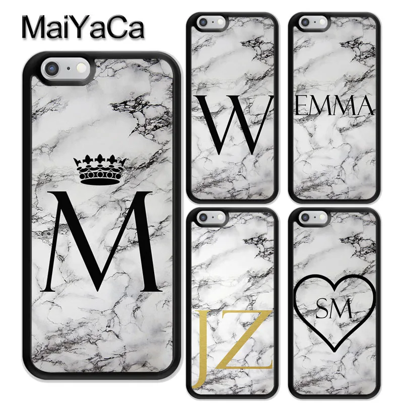 

MaiYaCa PERSONALISED GRAY MARBLE NAME INITIALS TPU Skin Phone Case For iPhone 6 6S 7 8 Plus X XR XS MAX 5 5S SE Cover Coque