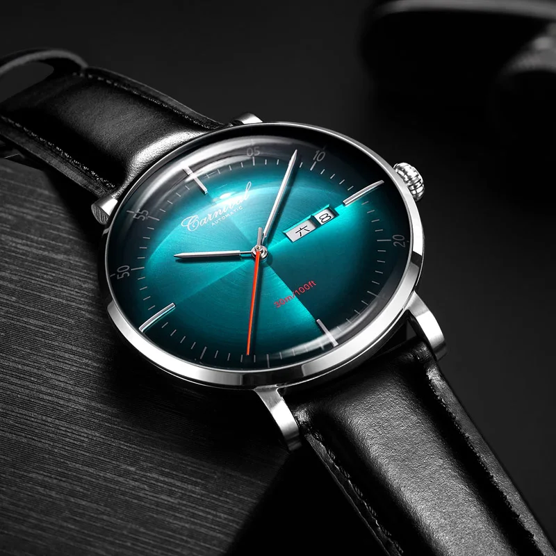 CARNIVAL Men Watch 2019 Hot Wrist Brand Luxury Famous Male Clock Automatic Watch Blue Dial Watch Ca