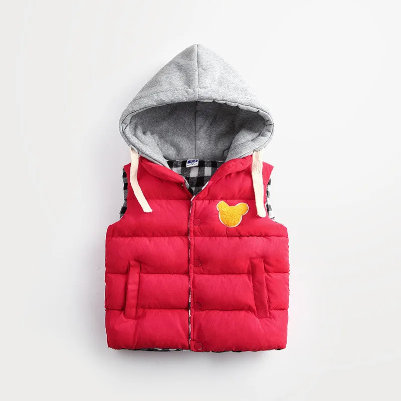 Модная зимняя Брендовая верхняя одежда для мальчиков, пальто жилет с капюшоном куртка для девочек Colete Infantil детская одежда для малышей - Цвет: Красный