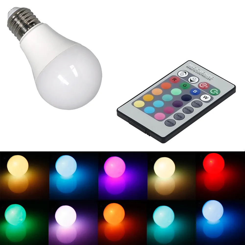 E27 RGB светодиодные лампы 5 Вт rgb led лампочки 85-265 В 110 В 220 В + IR дистанционное управление 16 Цвет изменить Рождество лампада LED Luz праздник