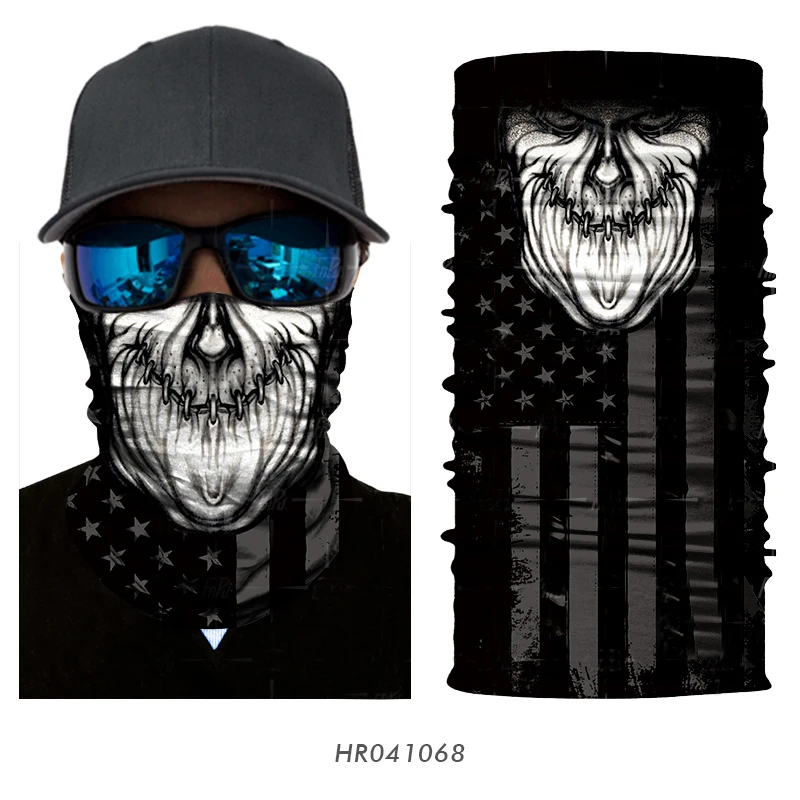 3D Skull Seamless Magic Neck Gaiter Skeleton Face Mask Shield Running Cycling Fishing Bike Bandana Headband Tube Scarf Men Women