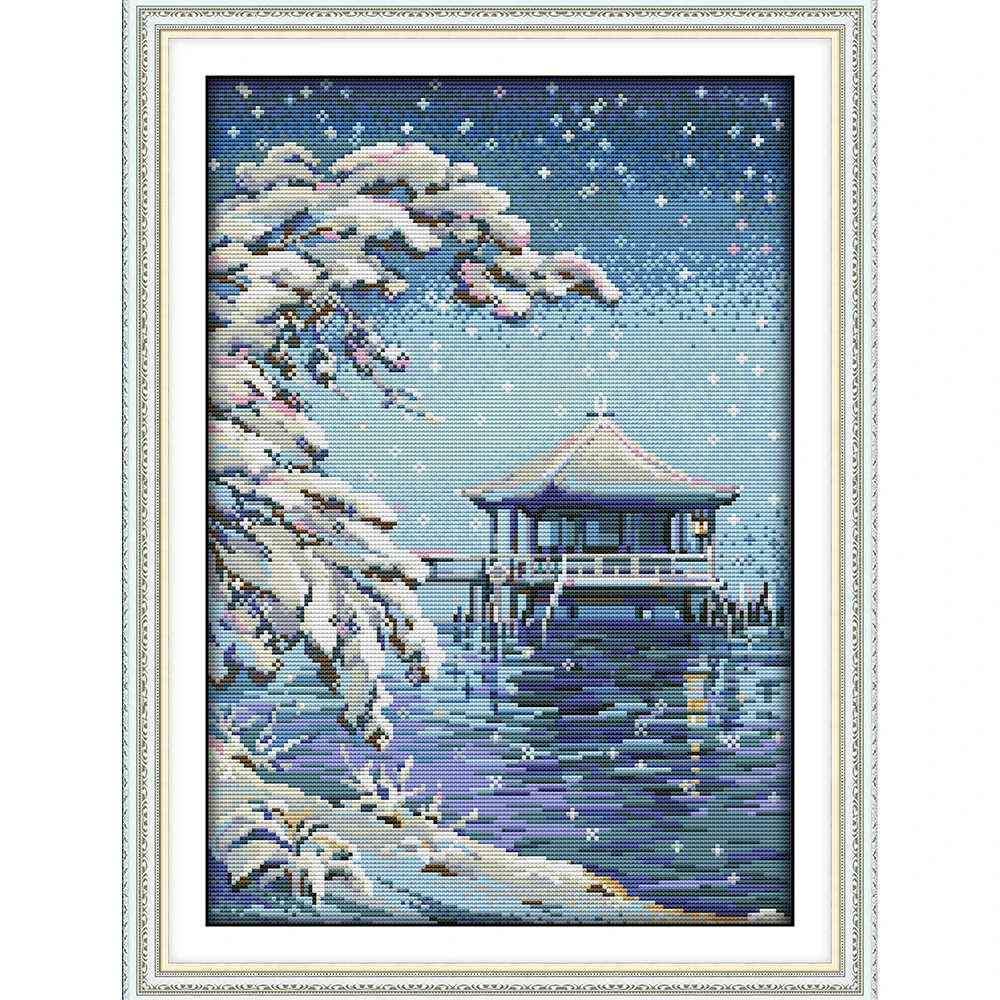 

Everlasting love The pavilion on the water Chinese cross stitch kits Ecological cotton 11 CT DIY christmas decorations for home