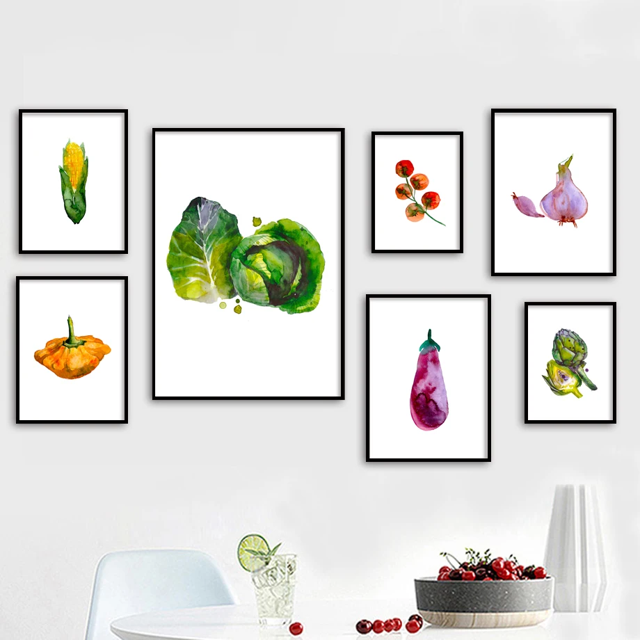 

Watercolor Fruit Vegetable Corn Nordic Posters And Prints Wall Art Canvas Painting Wall Pictures For Living Room Kitchen Decor