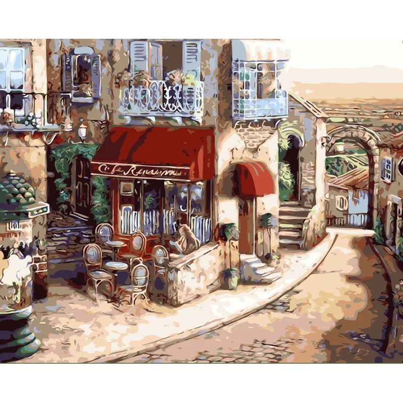 

Framless European Town Diy Painting By Numbers Abstract Street Oil Painting On Canvas Cuadros Decoracion Acrylic Wall Picture