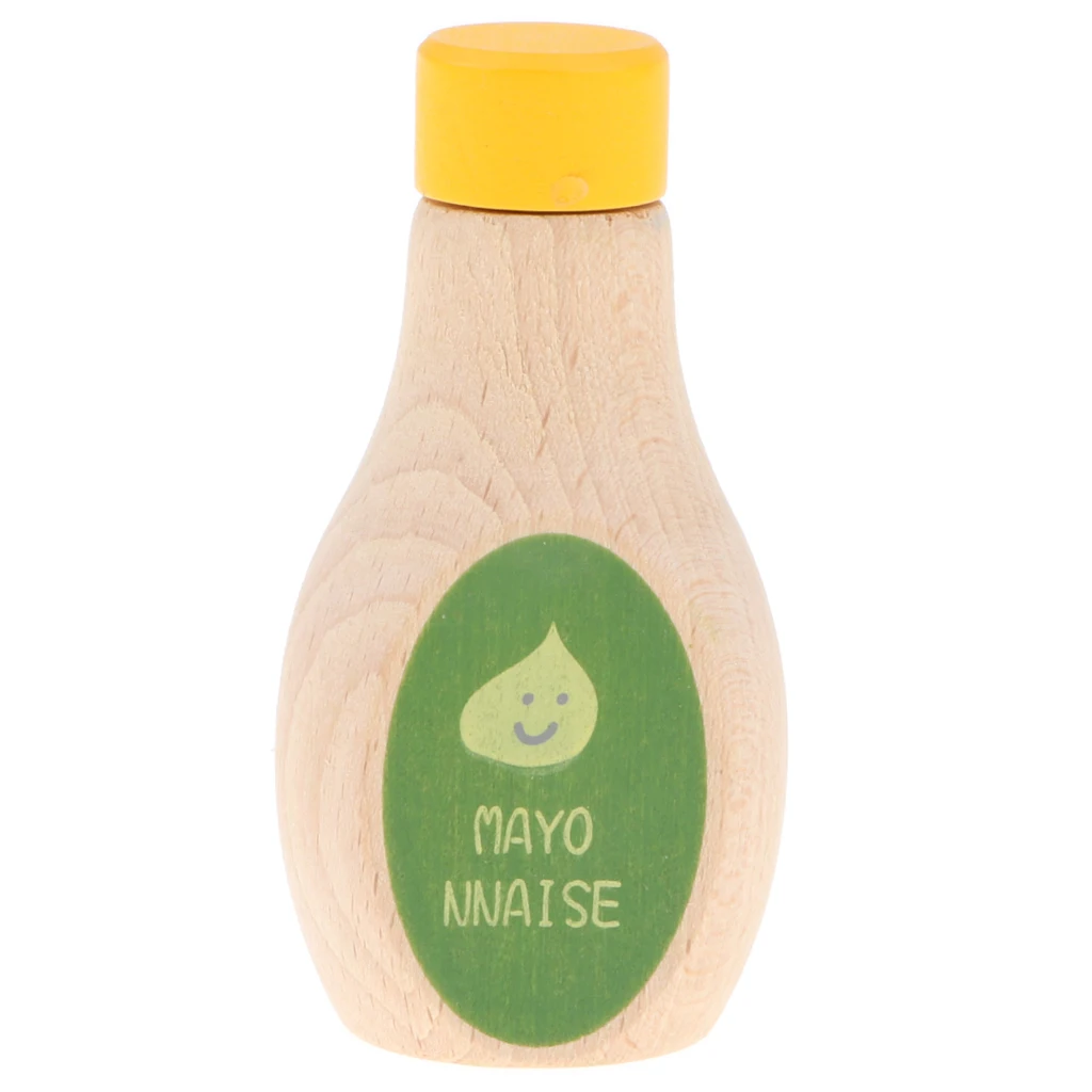 Wooden Soild Beech Mayonnaise Bottle Play Food Kids Pretend Role Play Game Kitchen Condiments Cooking Toys Creative