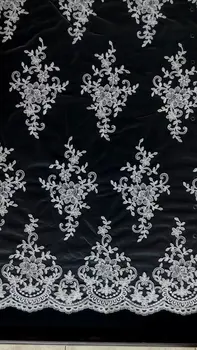 

135cm wide DIY Wedding dress veil decoration Off White Embroidered Flower Tulle Cord Lace Trim 3yard/PC