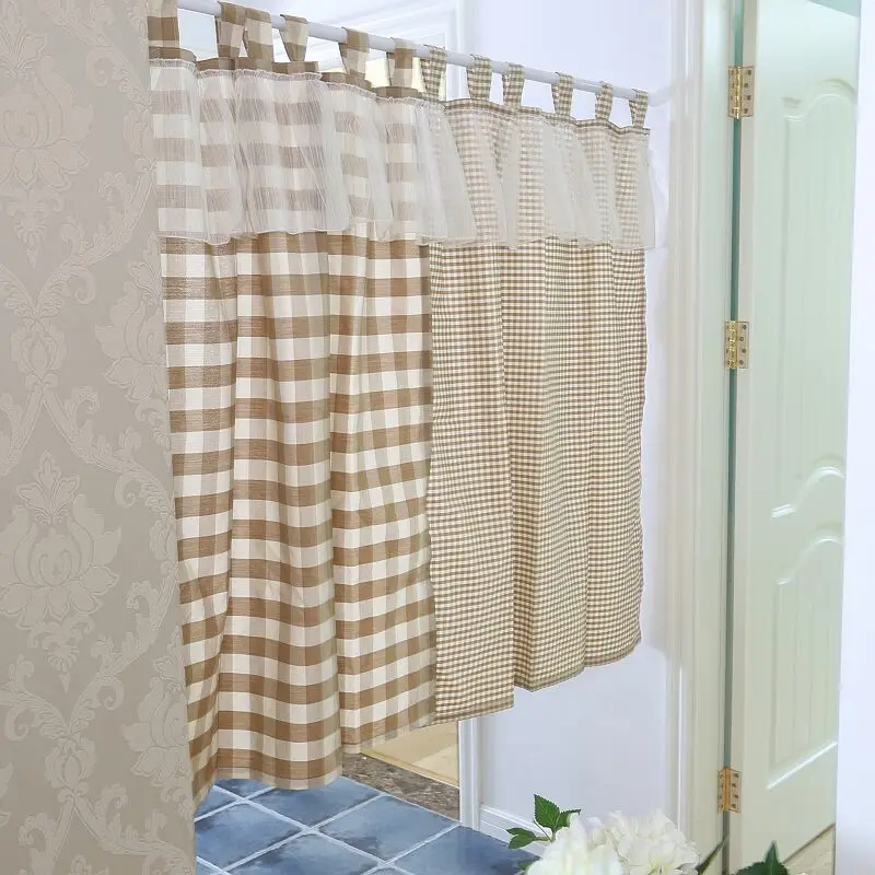 Helen Gordijn Set Japanse Stijl Plaid korte kant Keuken Gordijnen ... Helen Gordijn Set Japanse Stijl Plaid korte kant Keuken Gordijnen ...