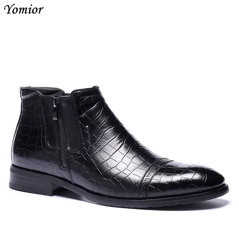 

Big Size Men Waterproof Boots British Vintage Pointed Toe Quality Men Ankle Boots Formal Business Work Outdoor Motorcycle Boots
