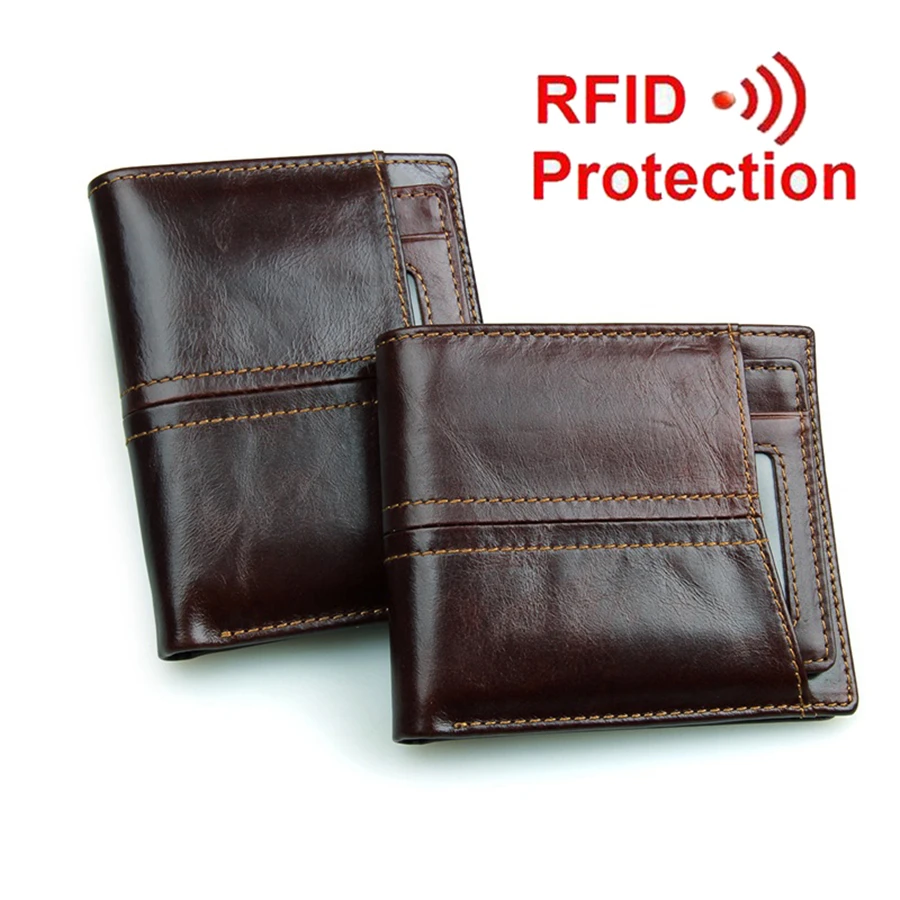 New travel RFID wallet genuine leather men wallets with detachable credit card holder purses ...