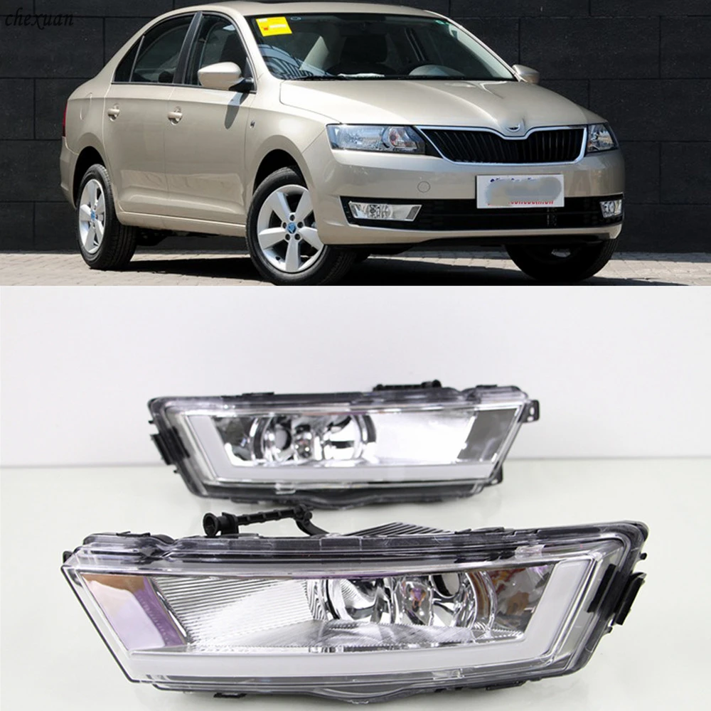 

CSCSNL 1 set For Skoda Rapid 2013 2014 2015 2016 2017 LED DRL Daytime Running Lights Daylight With turnning yellow signal Lamp