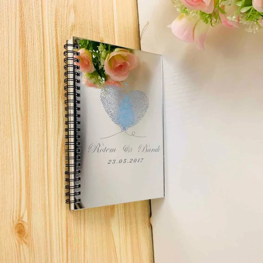 Customized Guest Book with Personalized Mirrored Cover Empty White Pages Wedding Checkin Signature Book Custom Gifts Pary Decor (2)