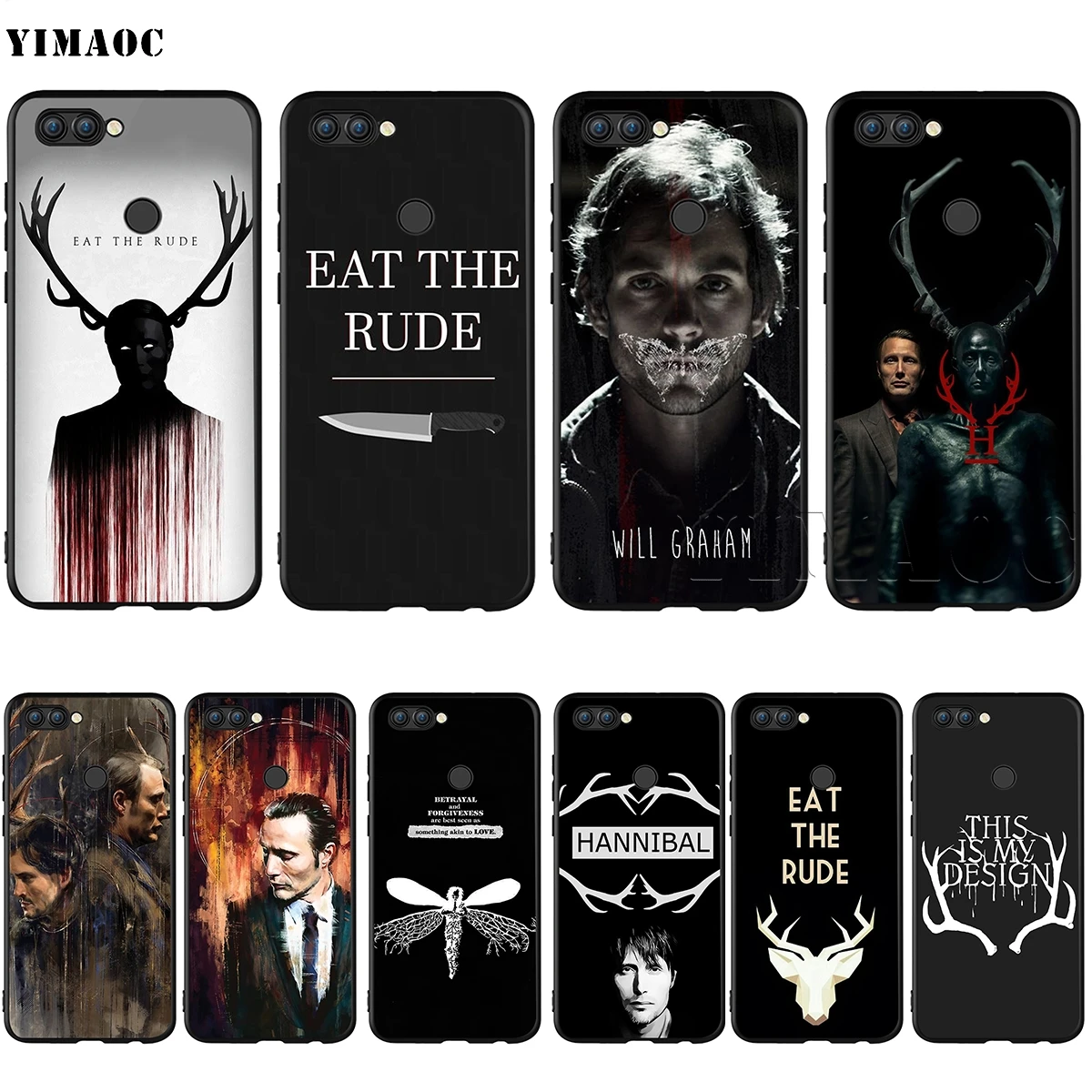 

YIMAOC Hannibal Eat the Rude Silicone Case for Huawei Mate 10 P8 P9 P10 P20 Lite Pro P Y7 Y9 Smart Mini 2017 2018