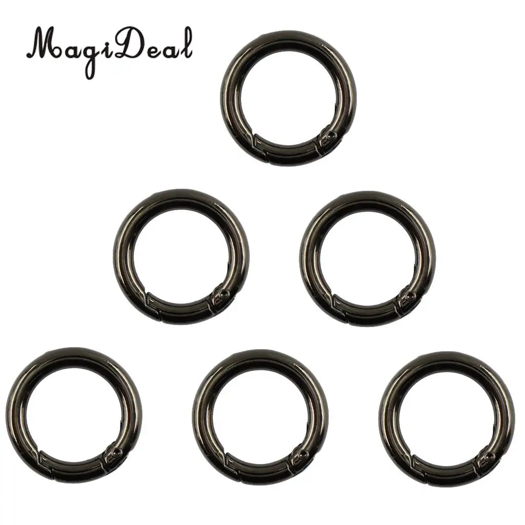 6 Pieces Round Carabiner Keychain Ring Buckle Key Holder Clip Spring Snap Hook Circle for Backpack Belt Bag Accessories