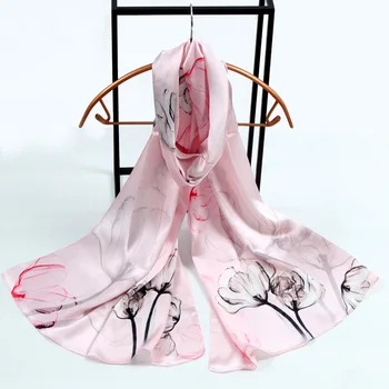 

2018 New Arrival Real Women Adult Fashion Winter Hijab 100% Silk [elegant Flowers] Satin Series Digital Printing With Gift Box