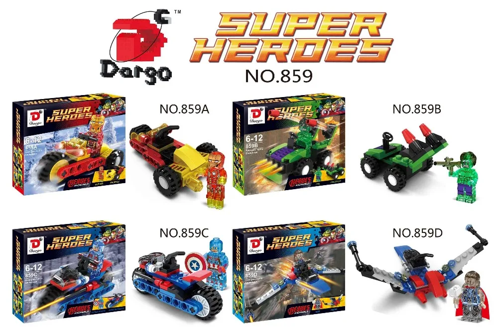

Dargo Crystal Building Blocks Super Heroes Hulk/Iron Man/Superman Car Avengers Ultron MiniFigures Compatible With Decool