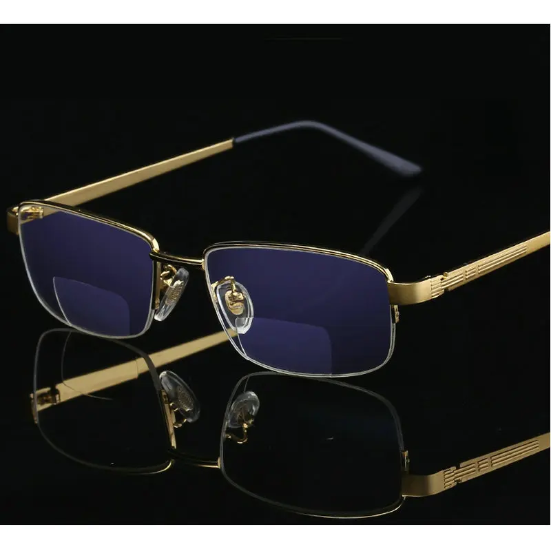 MINCL/ Reading Glasses Brand Design High Grade Metal Frame Bifocal