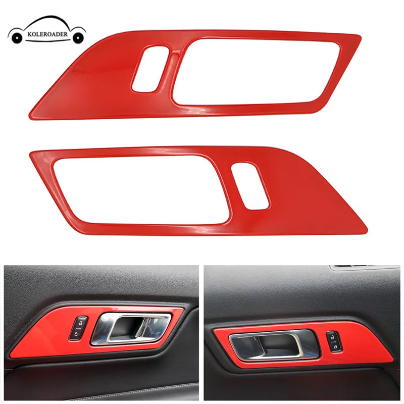 Us 13 16 11 Off For Ford Mustang 2015 2018 Red Abs Interior Door Handel Cover Frame Trim Sticker Decor Left Right 1 Pair In Interior Door Handles