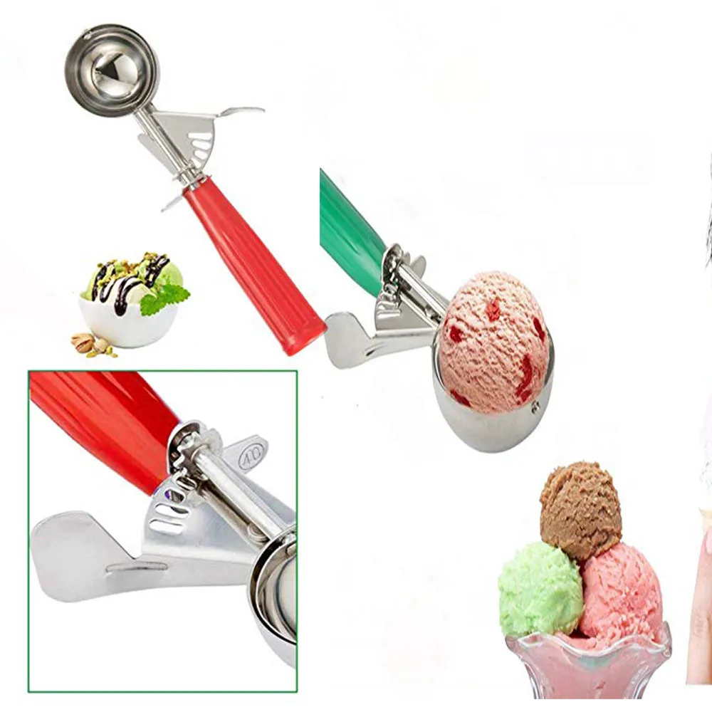 Ice Cream Scoops Cake Trigger Cookie Scoop Stainless Steel Spoon