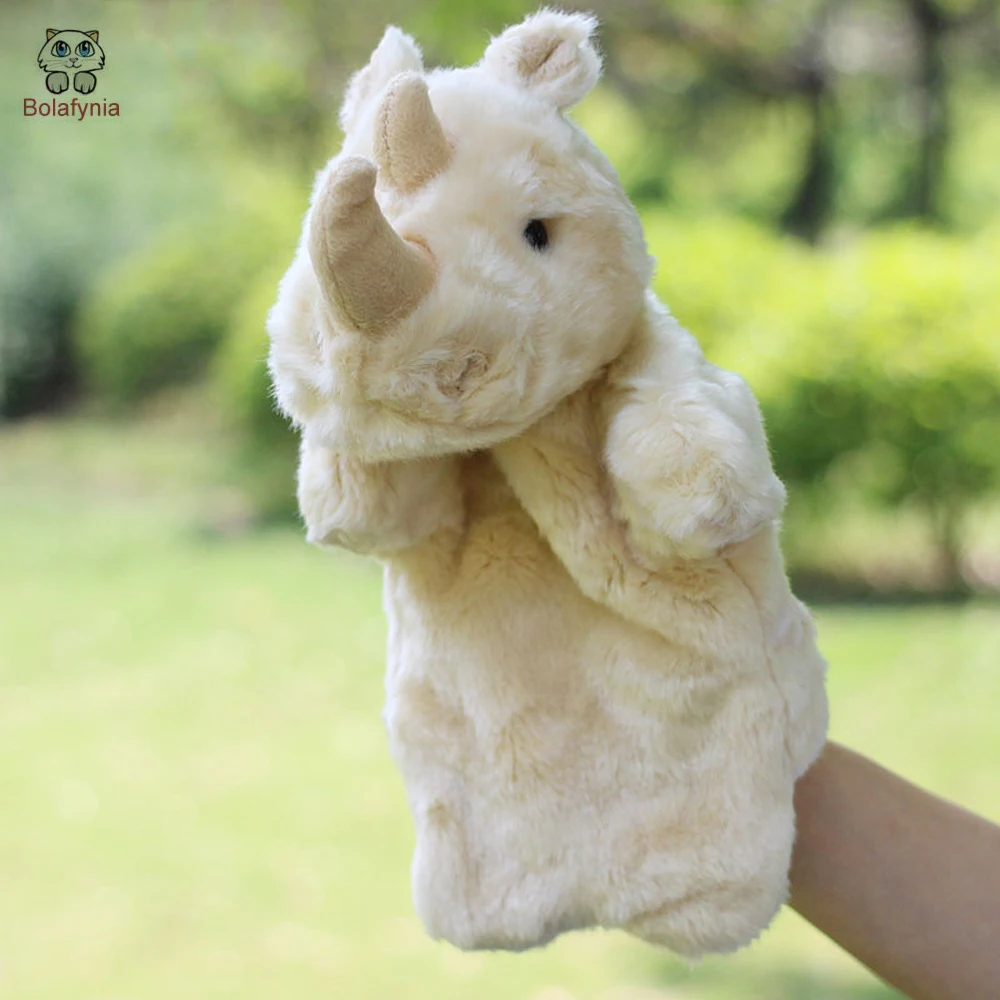 BOLAFYNIA Children Hand Puppet Toys Forest animals rhinoceros baby kid plush Stuffed Toy for