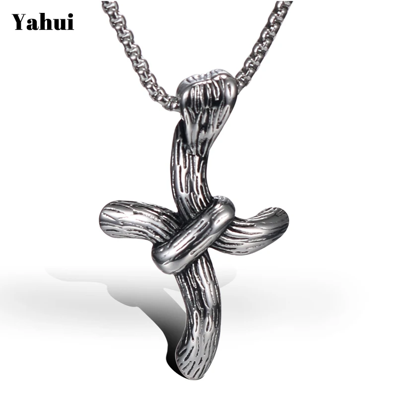 

YaHui stainless steel vintage biker cross titanium steel men's necklace simple high quality power necklace gifts for men