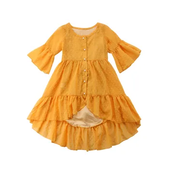 

Summer Children's Half Sleeve Dresses Pretty Kid Baby Girl Summer Boho Casual Long Party Pageant Beach Dress Irregular Sundress