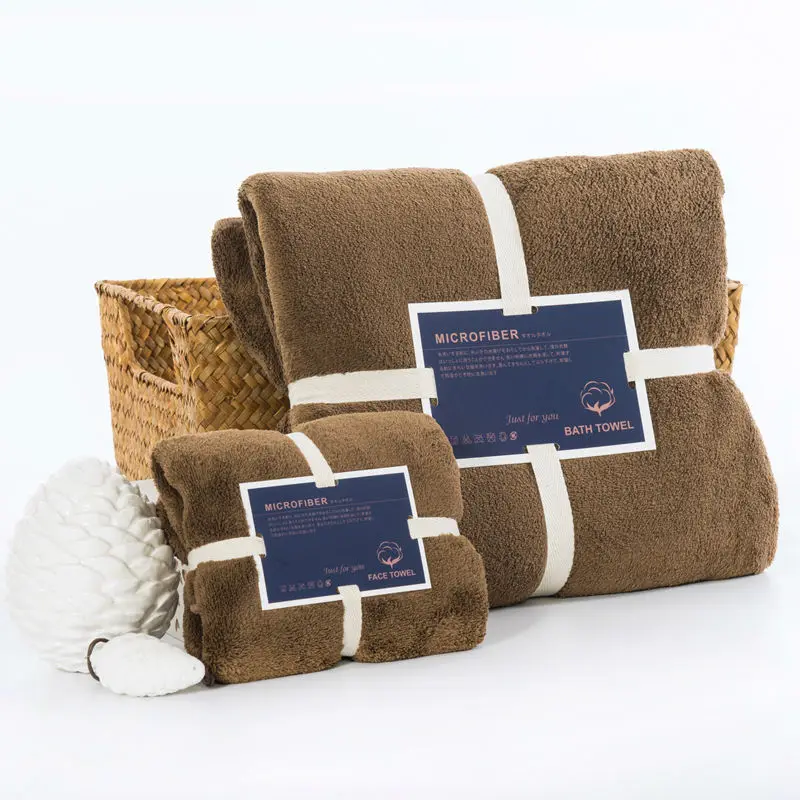 

2017 nano solid colour towel set bathroom hand towel for adults cotton towel two pieces free shipping