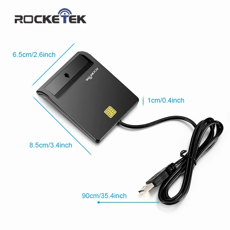 Rocketek USB 2.0 Smart Card Reader CAC ID,Bank card,sim card cloner connector cardreader adapter pc computer laptop accessories