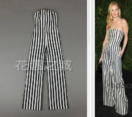 striped tube jumpsuit