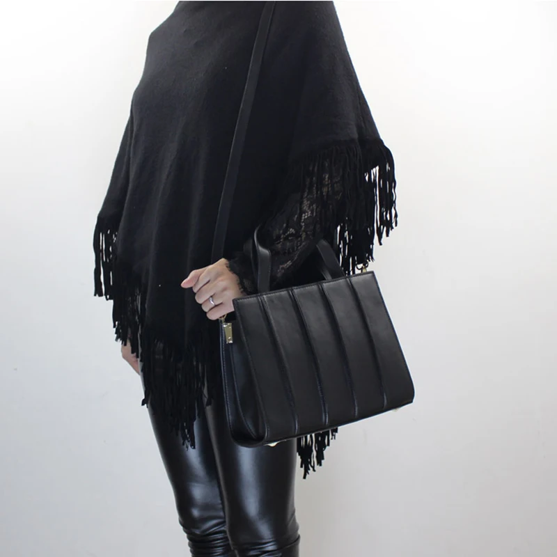 

Genuine Leather Women Handbag 2118 Fashion Black Shoulder Sling Bag Females Messenger Crossbody Bags Luxury Lady Hand Bags